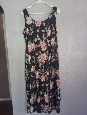 Alexandra Lee Petite 90's Vintage Floral Sleeveless Midi Dress 14